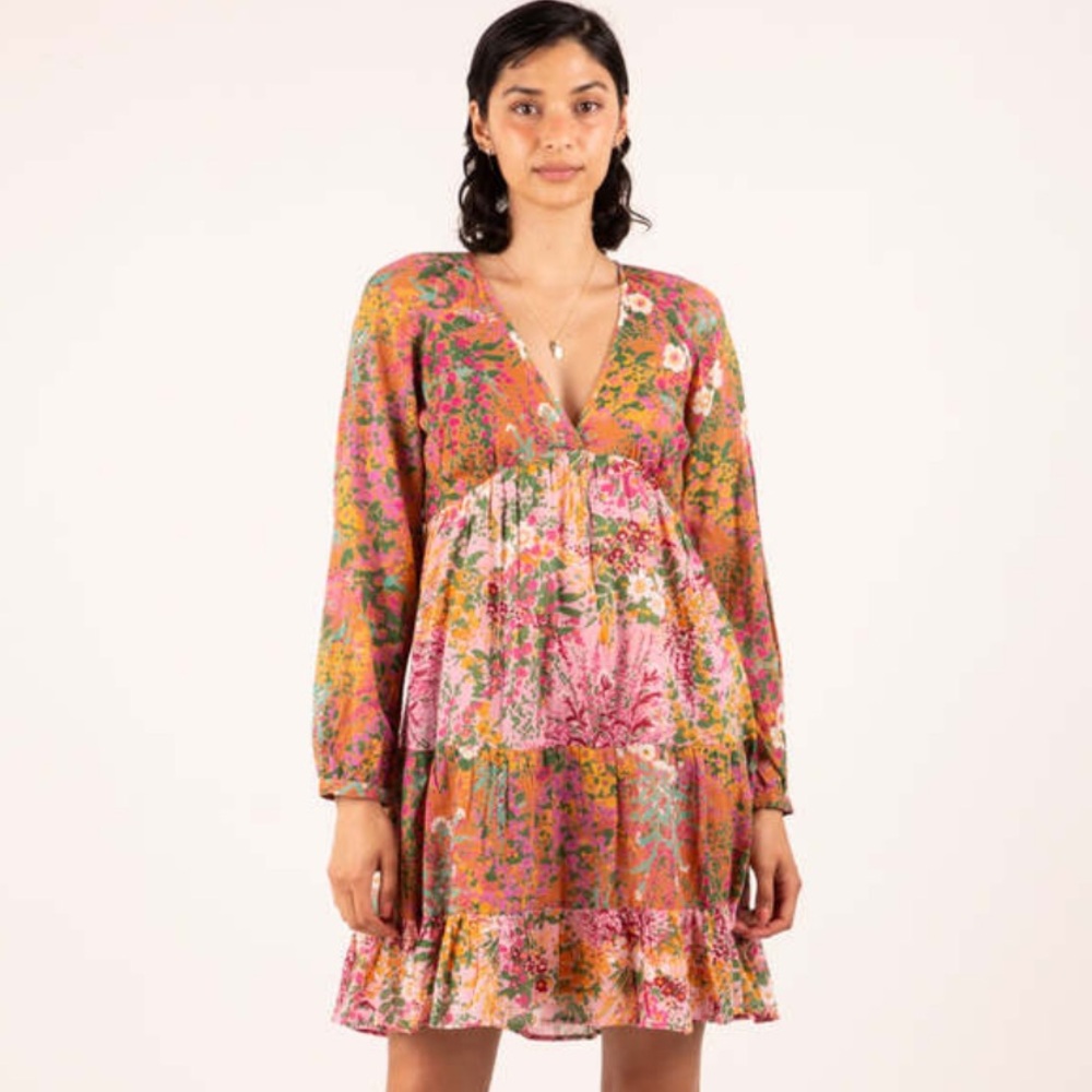 Banjanan Hilary Multicolor Floral Long Sleeve Dress